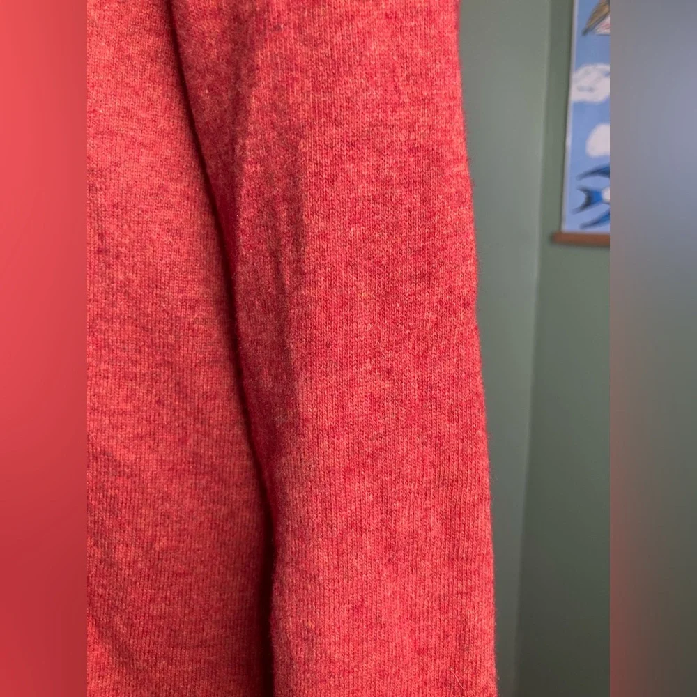 J Crew Teddie Sweater Medium Merino Wool Cotton Blend Crew Neck Pullover Orange - Picture 3 of 12
